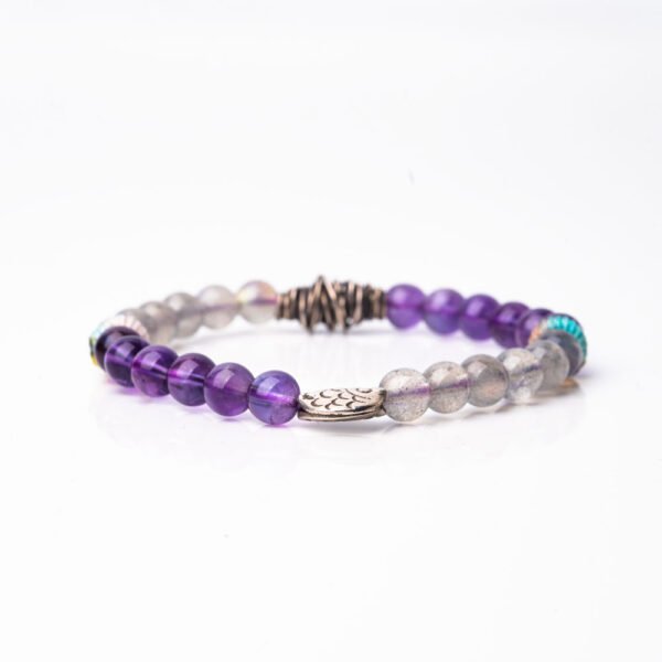 Lavender Moonstone Natural Gemstone Beaded Bracelet - Image 2