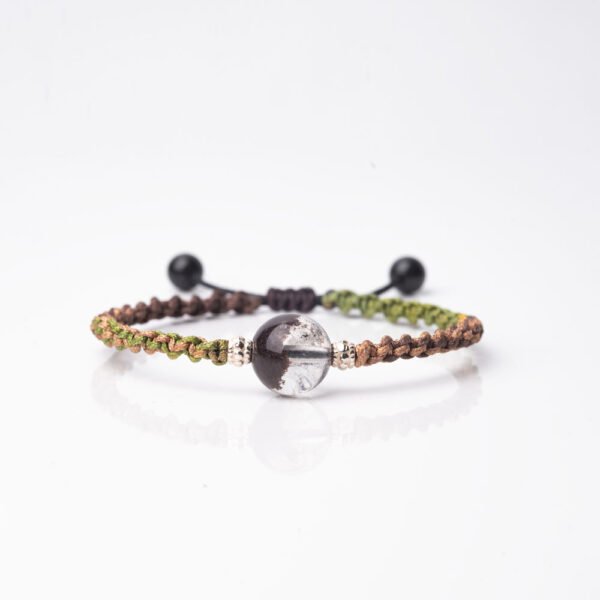 Natural Amethyst Quartz Crystal Beaded Bracelet with Obsidian - Image 2
