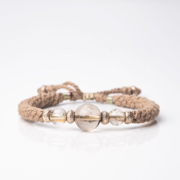 Natural Golden Rutilated Quartz Beaded Bracelet Handcrafted Silver - Image 2