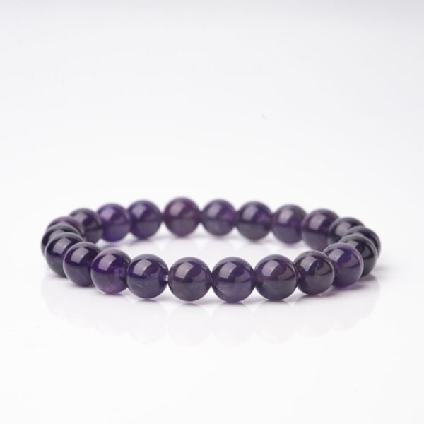 Natural Purple Amethyst Gemstone Beaded Bracelet - Image 2