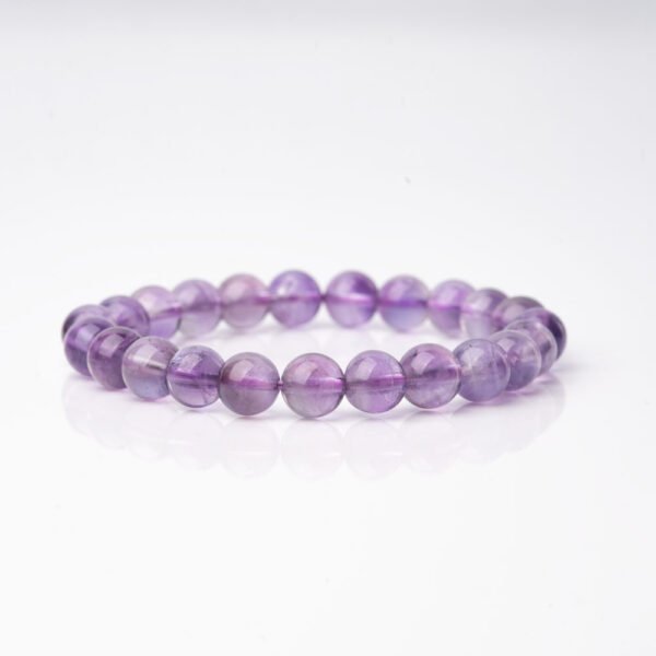 Natural Purple Amethyst Gemstone Beaded Bracelet - Image 2