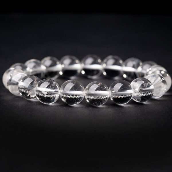 Natural White Crystal Gemstone Beaded Bracelet 10MM - Image 2