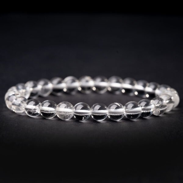 Natural White Crystal Gemstone Beaded Bracelet 6MM - Image 2