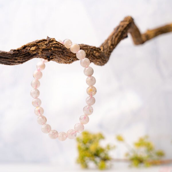 Natural White Phantom Crystal Beaded Bracelet 7-8mm - Image 3
