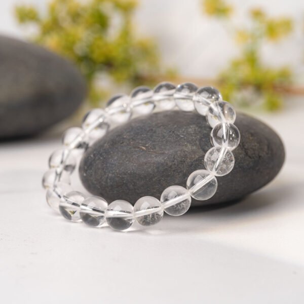 Natural White Crystal Gemstone Beaded Bracelet 10MM