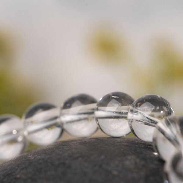 Natural White Crystal Gemstone Beaded Bracelet 10MM - Image 4