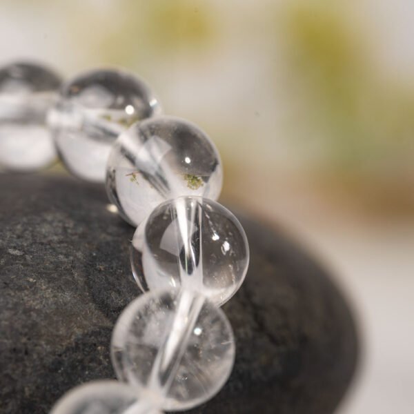 Natural White Crystal Gemstone Beaded Bracelet 10MM - Image 3