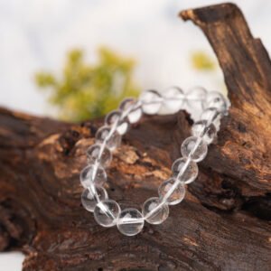 Natural White Crystal Beaded Bracelet 8MM Gemstone Jewelry