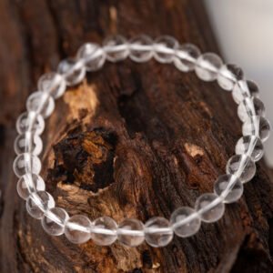 Natural White Crystal Gemstone Beaded Bracelet 6MM