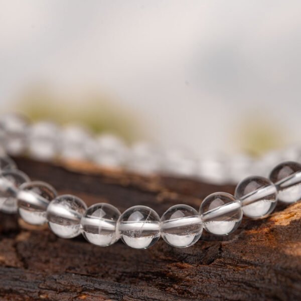 Natural White Crystal Gemstone Beaded Bracelet 6MM - Image 3