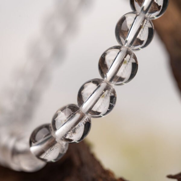 Natural White Crystal Gemstone Beaded Bracelet 6MM - Image 4