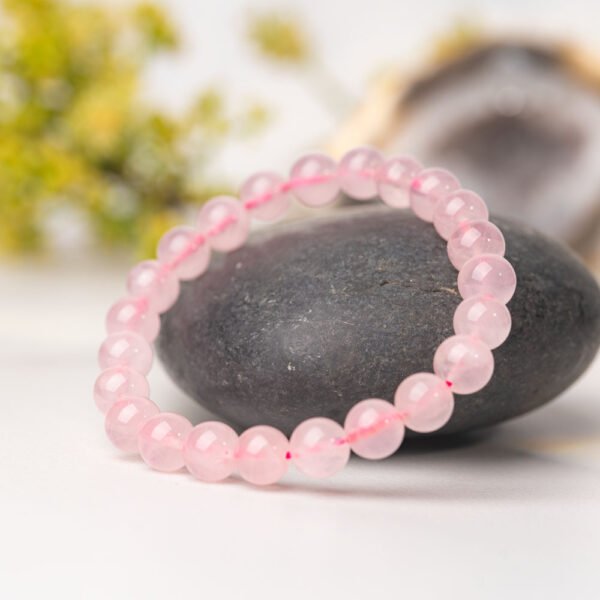 Natural Pink Crystal Beaded Bracelet for Harmony and Love - Image 3