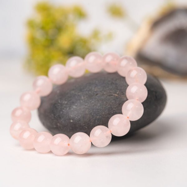 Natural Pink Crystal Beaded Bracelet 10MM Gemstone Jewelry - Image 3