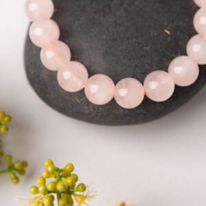 Natural Pink Crystal Beaded Bracelet 10MM Gemstone Jewelry