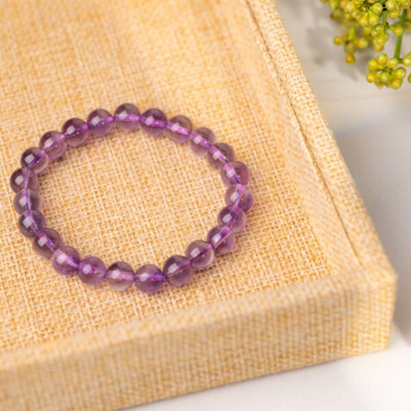 Natural Purple Amethyst Gemstone Beaded Bracelet - Image 3