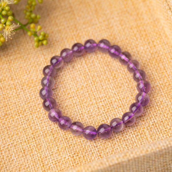 Natural Purple Amethyst Gemstone Beaded Bracelet - Image 4