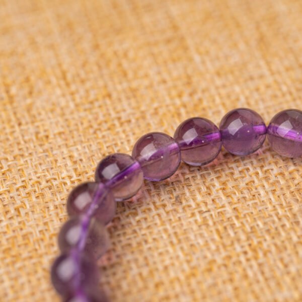 Natural Purple Amethyst Gemstone Beaded Bracelet - Image 6