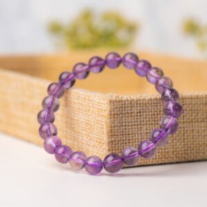 Natural Purple Amethyst Gemstone Beaded Bracelet