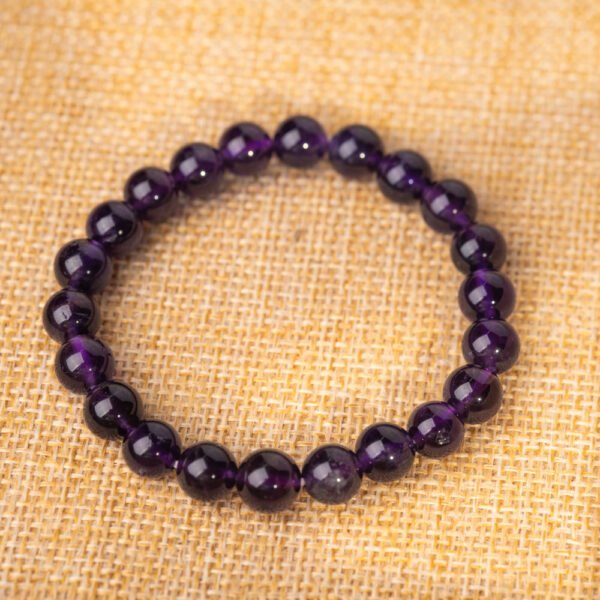 Natural Purple Amethyst Gemstone Beaded Bracelet - Image 3