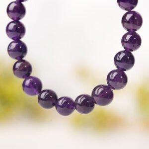 Natural Purple Amethyst Gemstone Beaded Bracelet