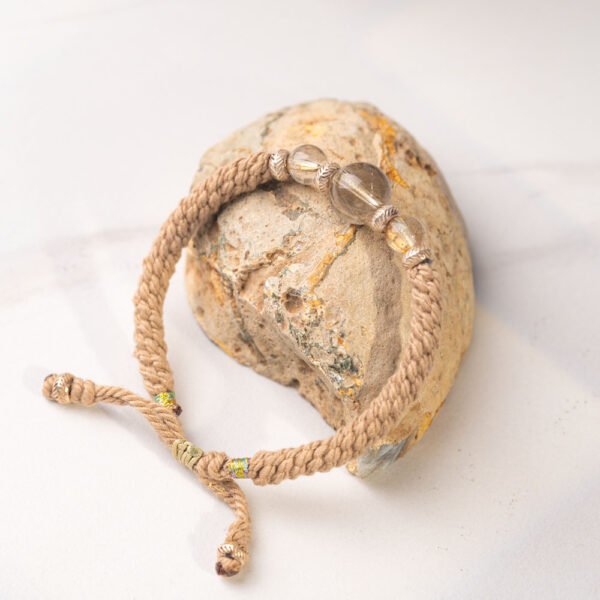 Natural Golden Rutilated Quartz Beaded Bracelet Handcrafted Silver - Image 3