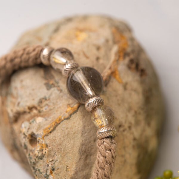 Natural Golden Rutilated Quartz Beaded Bracelet Handcrafted Silver - Image 7