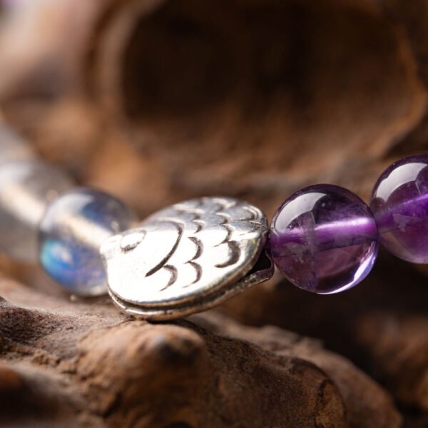 Lavender Moonstone Natural Gemstone Beaded Bracelet - Image 7