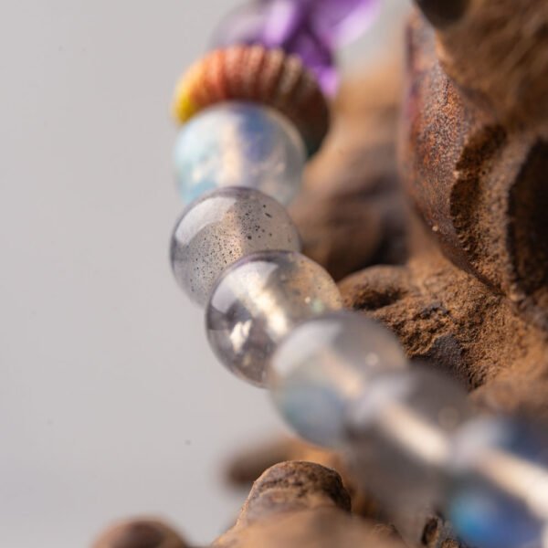 Lavender Moonstone Natural Gemstone Beaded Bracelet - Image 6