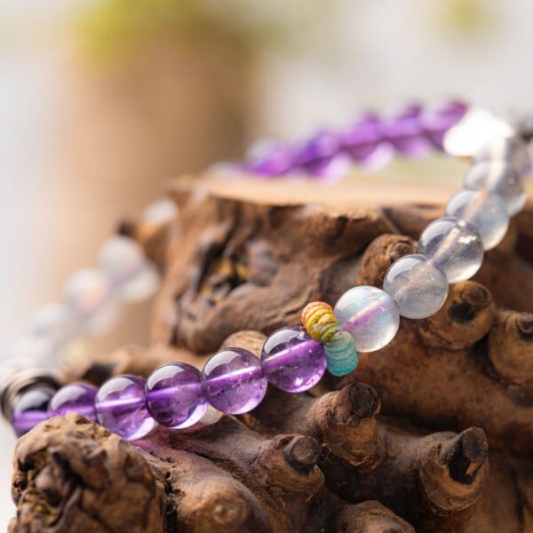 Lavender Moonstone Natural Gemstone Beaded Bracelet - Image 3