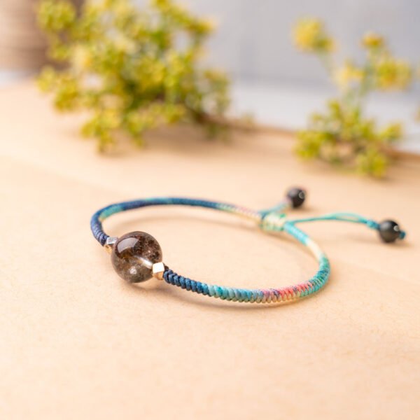 Natural Amethyst Quartz & Black Obsidian Beaded Bracelet - Image 4