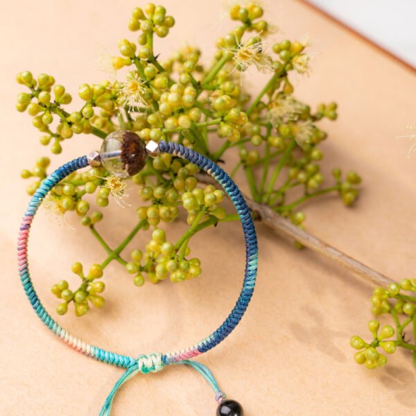 Natural Amethyst Quartz & Black Obsidian Beaded Bracelet - Image 3