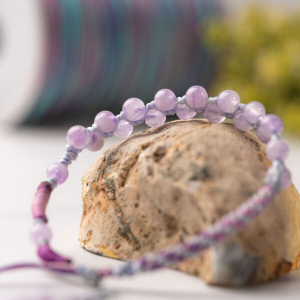 Lavender Amethyst Gemstone Beaded Bracelet - Image 3