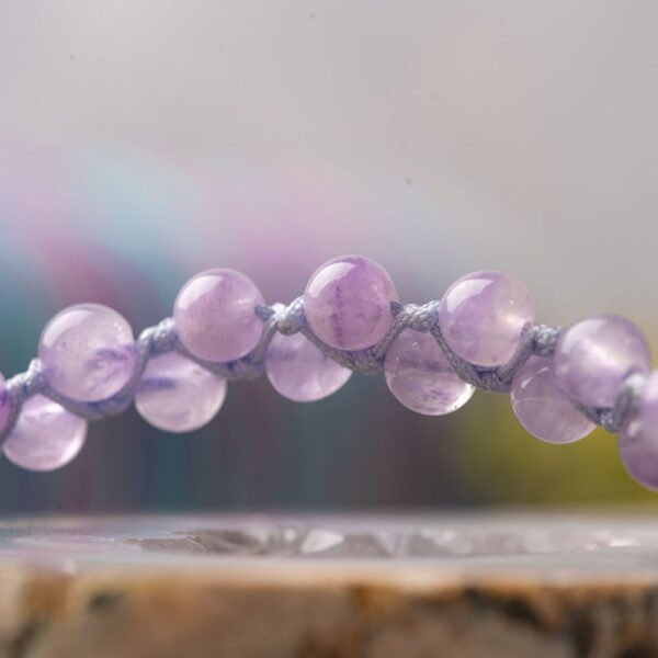 Lavender Amethyst Gemstone Beaded Bracelet - Image 5