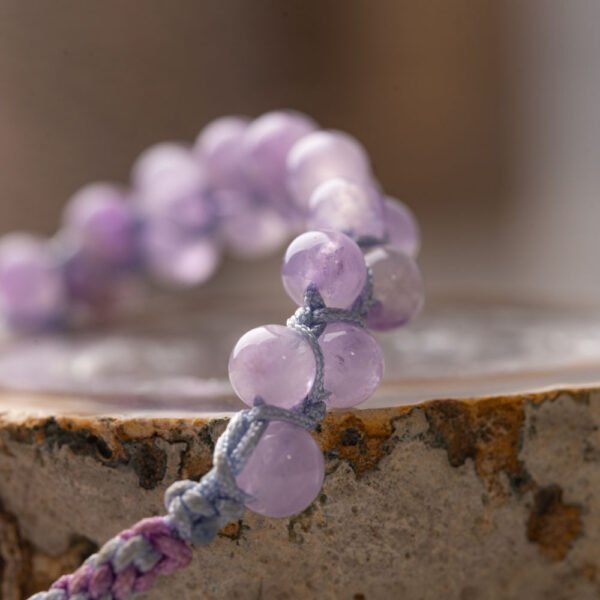 Lavender Amethyst Gemstone Beaded Bracelet - Image 4