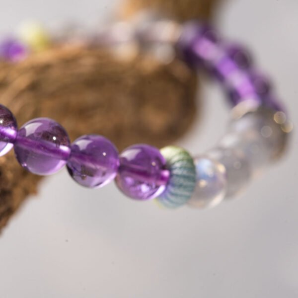 Lavender Moonstone Natural Gemstone Beaded Bracelet - Image 7