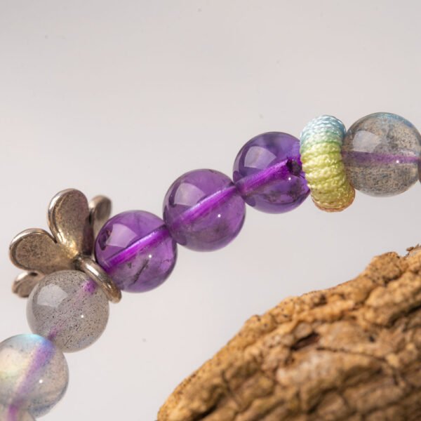 Lavender Moonstone Natural Gemstone Beaded Bracelet - Image 6