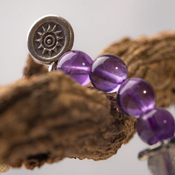 Lavender Moonstone Natural Gemstone Beaded Bracelet - Image 4