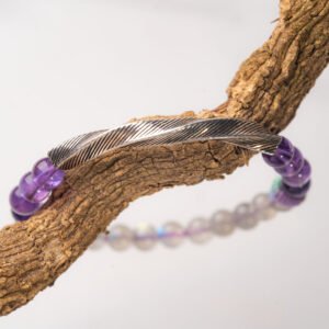 Lavender Moonstone Natural Gemstone Beaded Bracelet