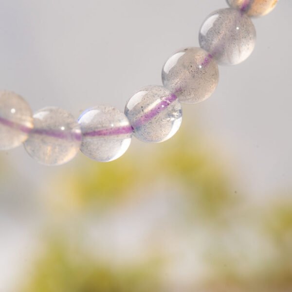 Lavender Moonstone Natural Gemstone Beaded Bracelet - Image 6