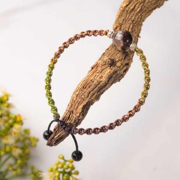 Natural Amethyst Quartz Crystal Beaded Bracelet with Obsidian - Image 3